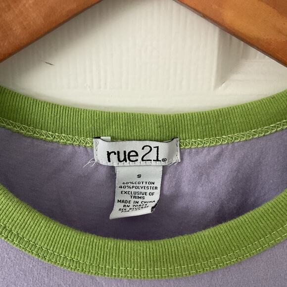 Rue 21 Y2K Graphic Tee Dragon Ringer Early 2000s Gothic Grunge Aesthetic - Picture 2 of 3